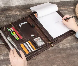 Men's Leather Portfolio iPad 12.9 Padfolio, Tablet Case, Document Folder Organizer Personalized Gift