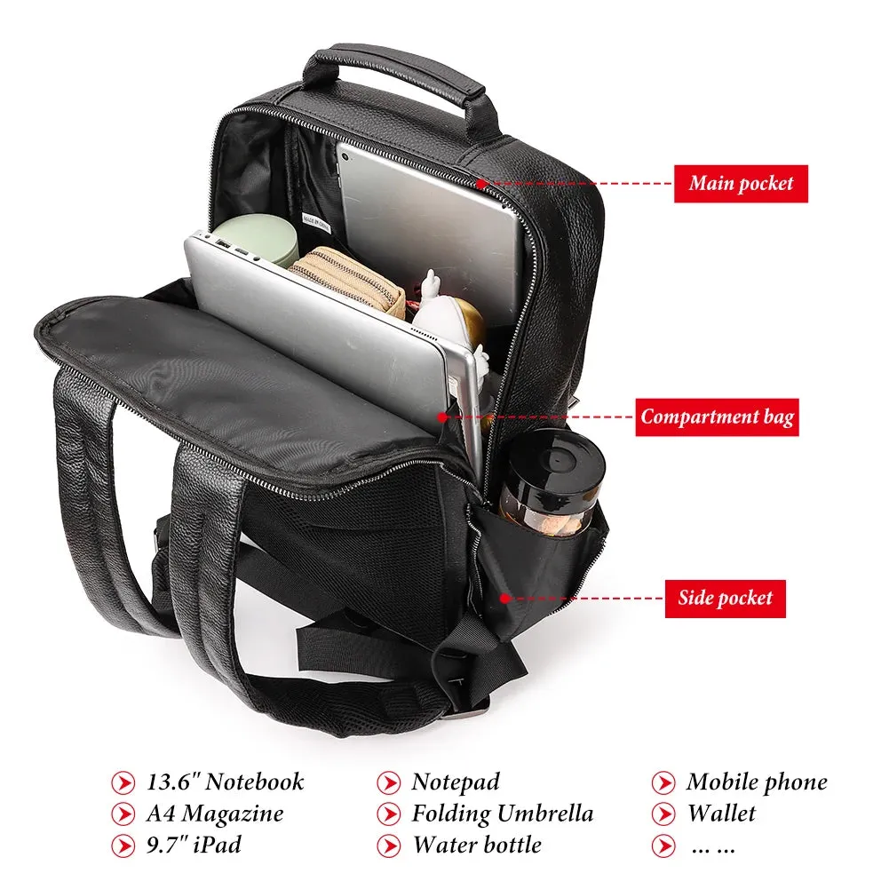 Men's luxury Fashion Business Backpack 15.6 Inch Laptop Backpacks Genuine Leather Men's Backpack