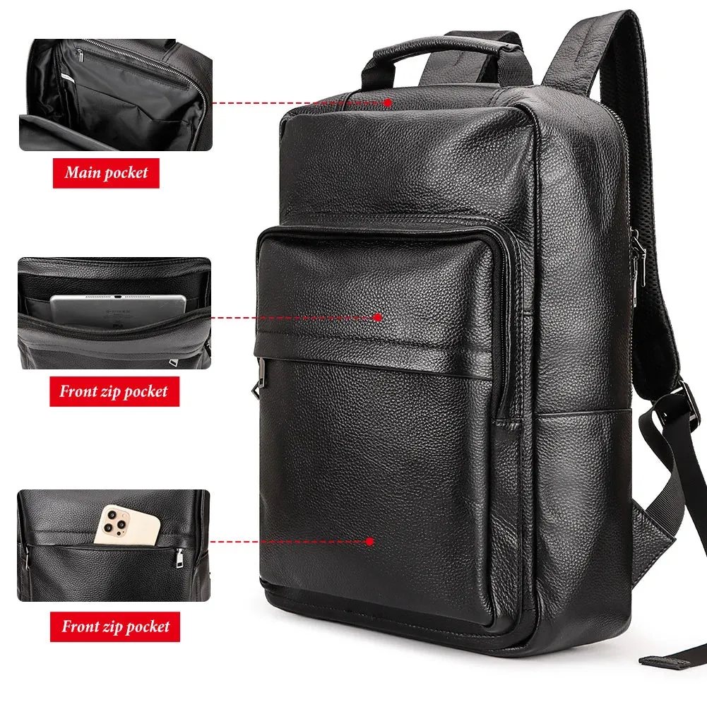 Men's luxury Fashion Business Backpack 15.6 Inch Laptop Backpacks Genuine Leather Men's Backpack