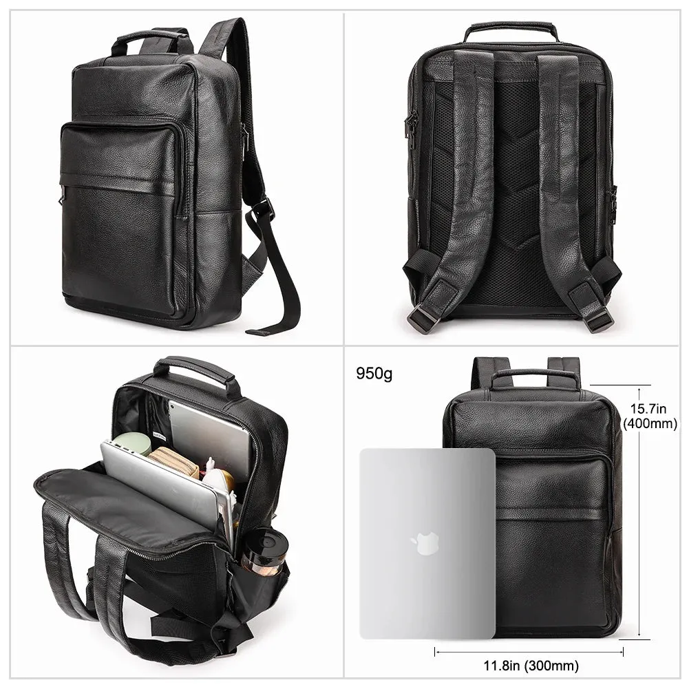 Men's luxury Fashion Business Backpack 15.6 Inch Laptop Backpacks Genuine Leather Men's Backpack