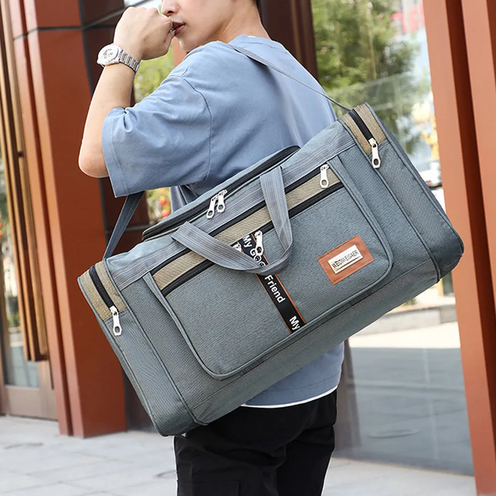 Mens Sports Travel Duffel Bag Large Capacity Gym Bags Luggage Bag Grey