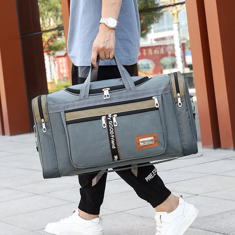 Mens Sports Travel Duffel Bag Large Capacity Gym Bags Luggage Bag Grey