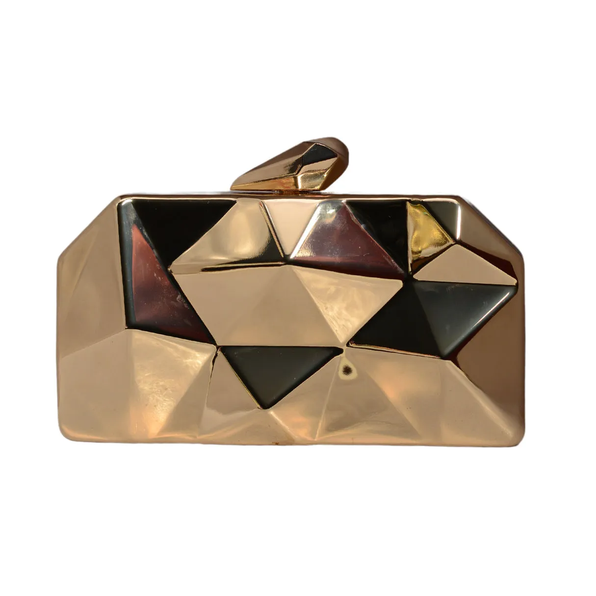Metallic Gold Hexagon Metal Clutch