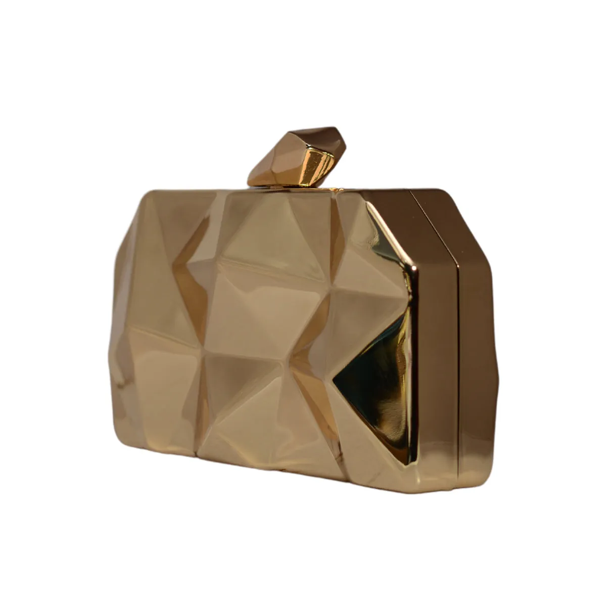 Metallic Gold Hexagon Metal Clutch