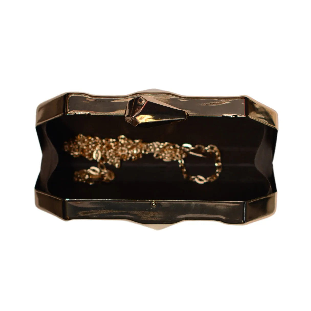 Metallic Gold Hexagon Metal Clutch