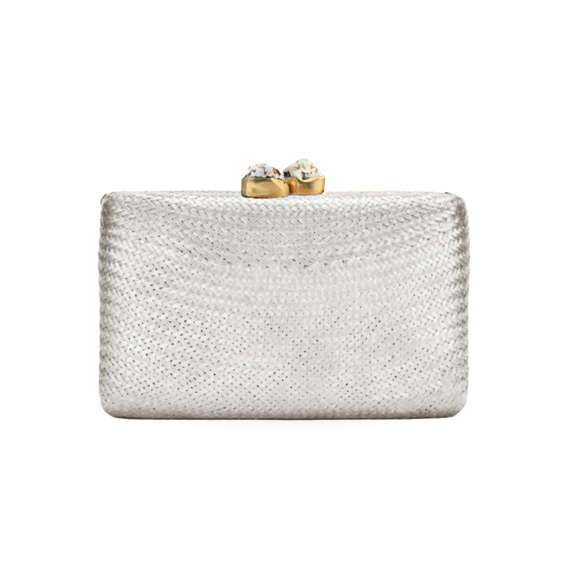 Metallic Light Silver Rectangle Clutch | LIKHÂ