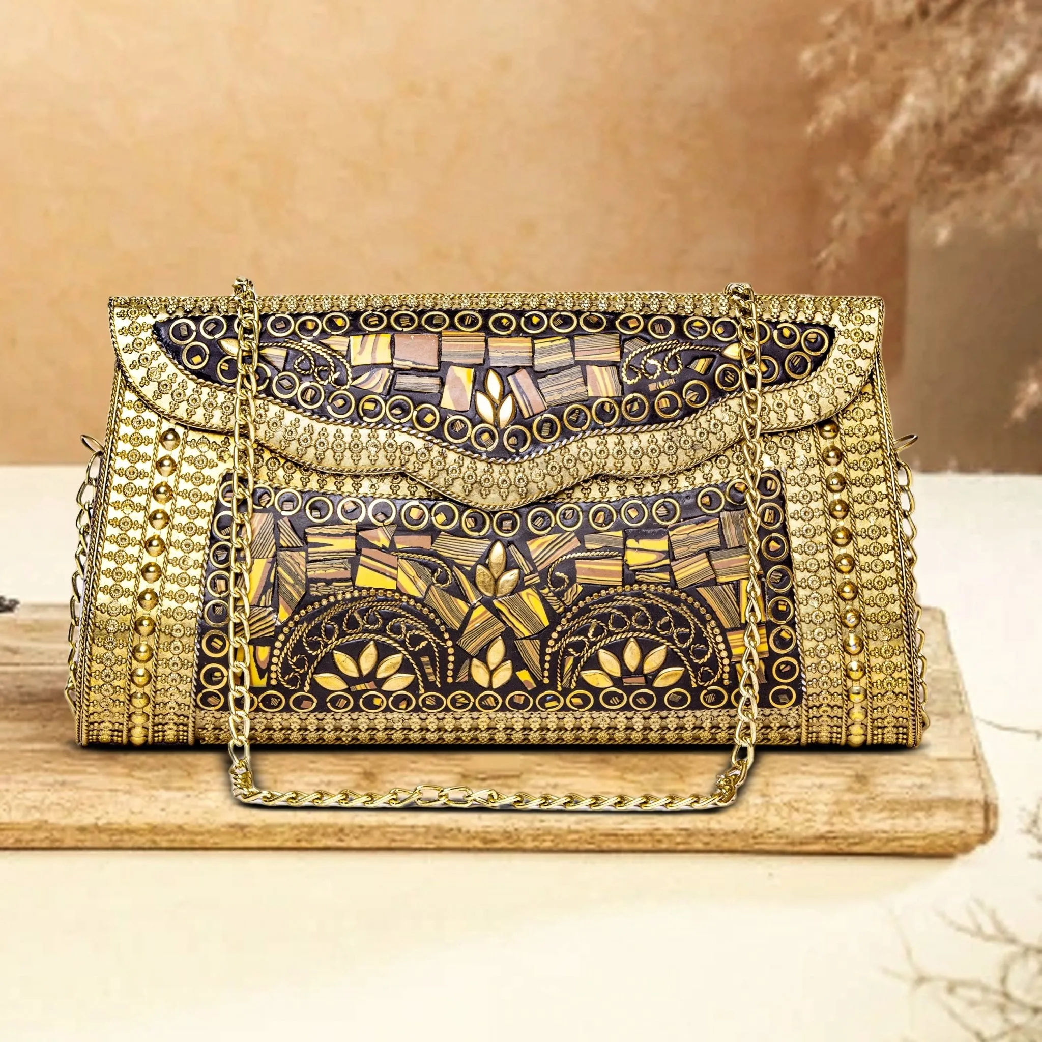 Metallic Premium Clutch | Gold Colour