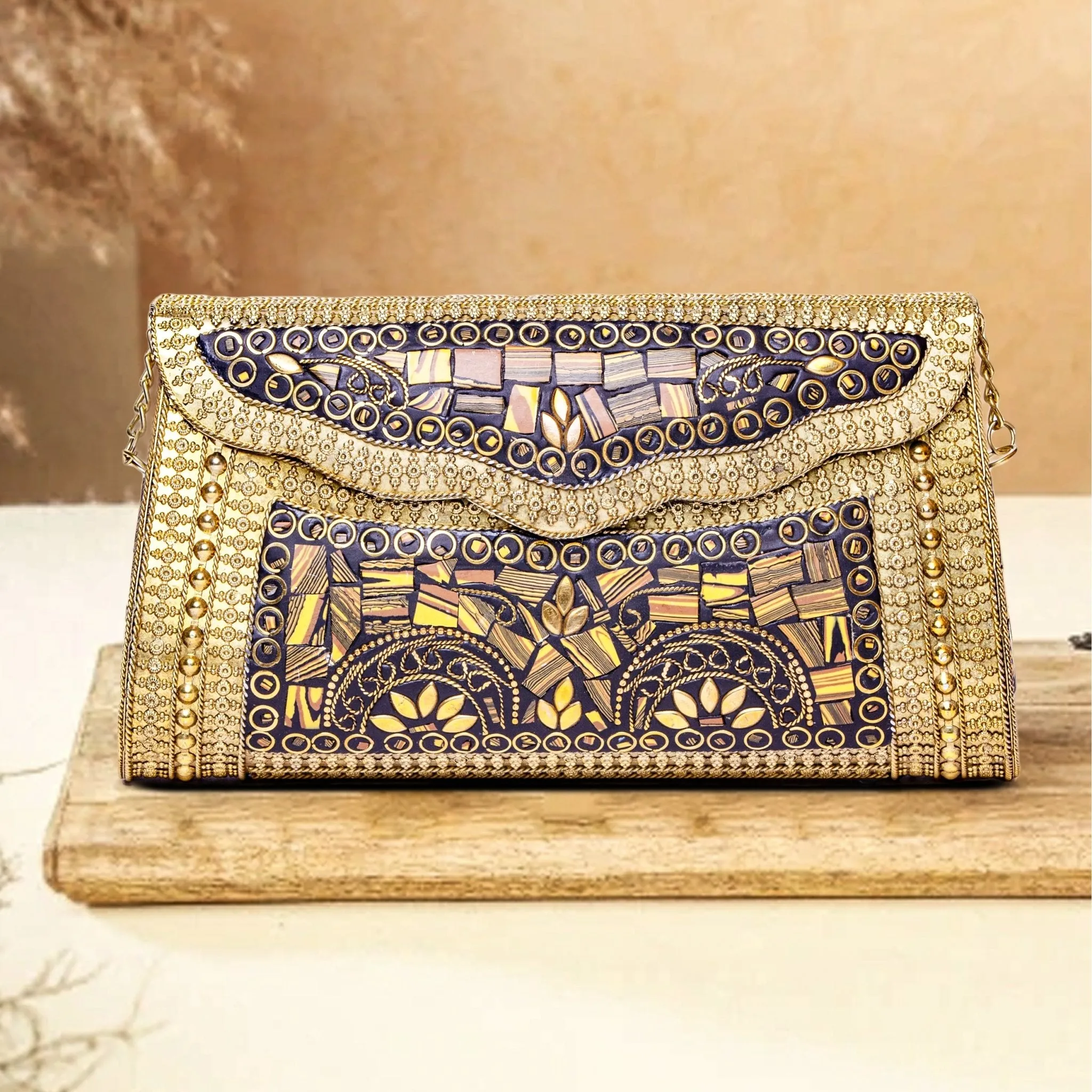 Metallic Premium Clutch | Gold Colour