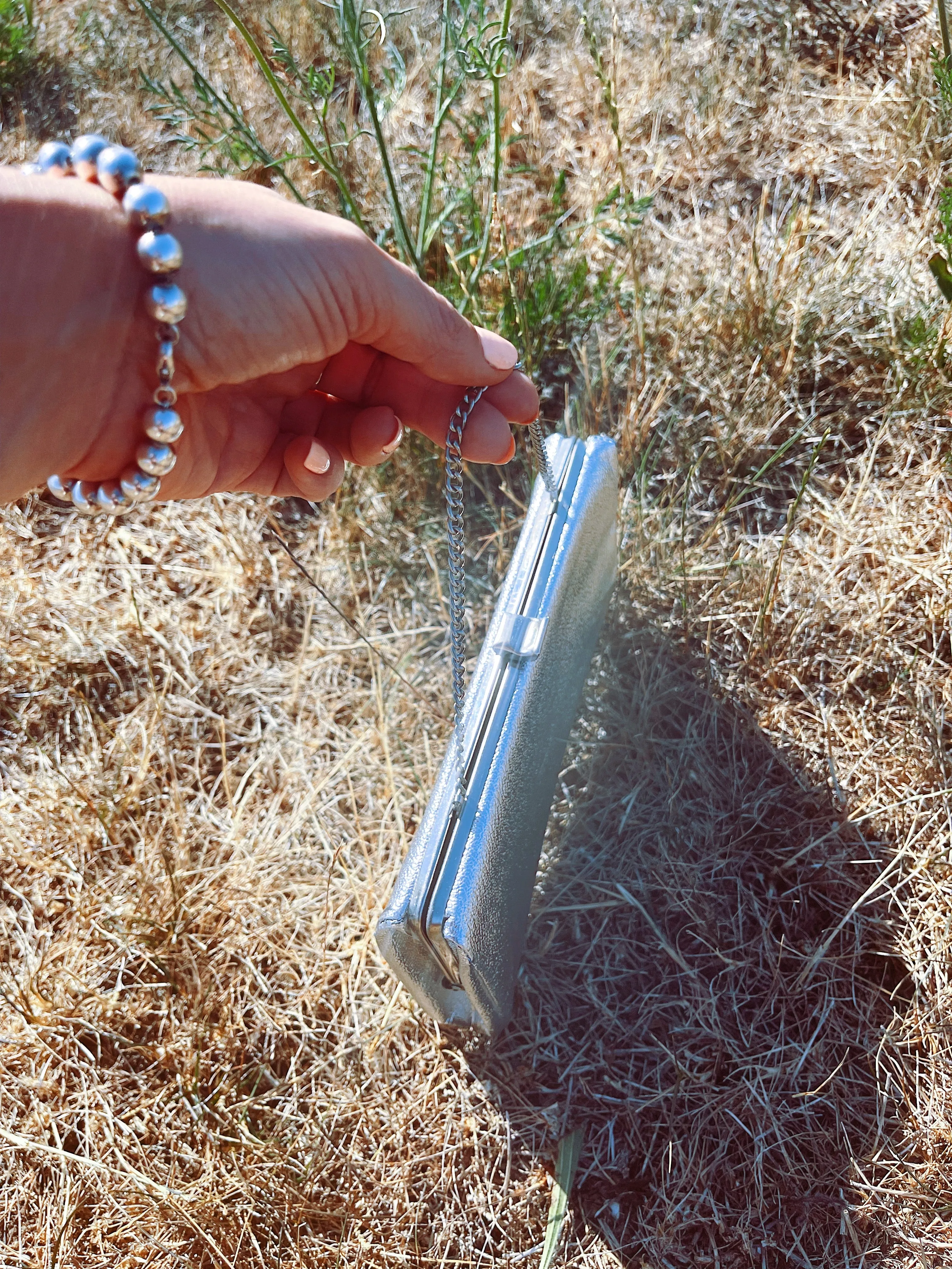 Metallic Silver Clutch