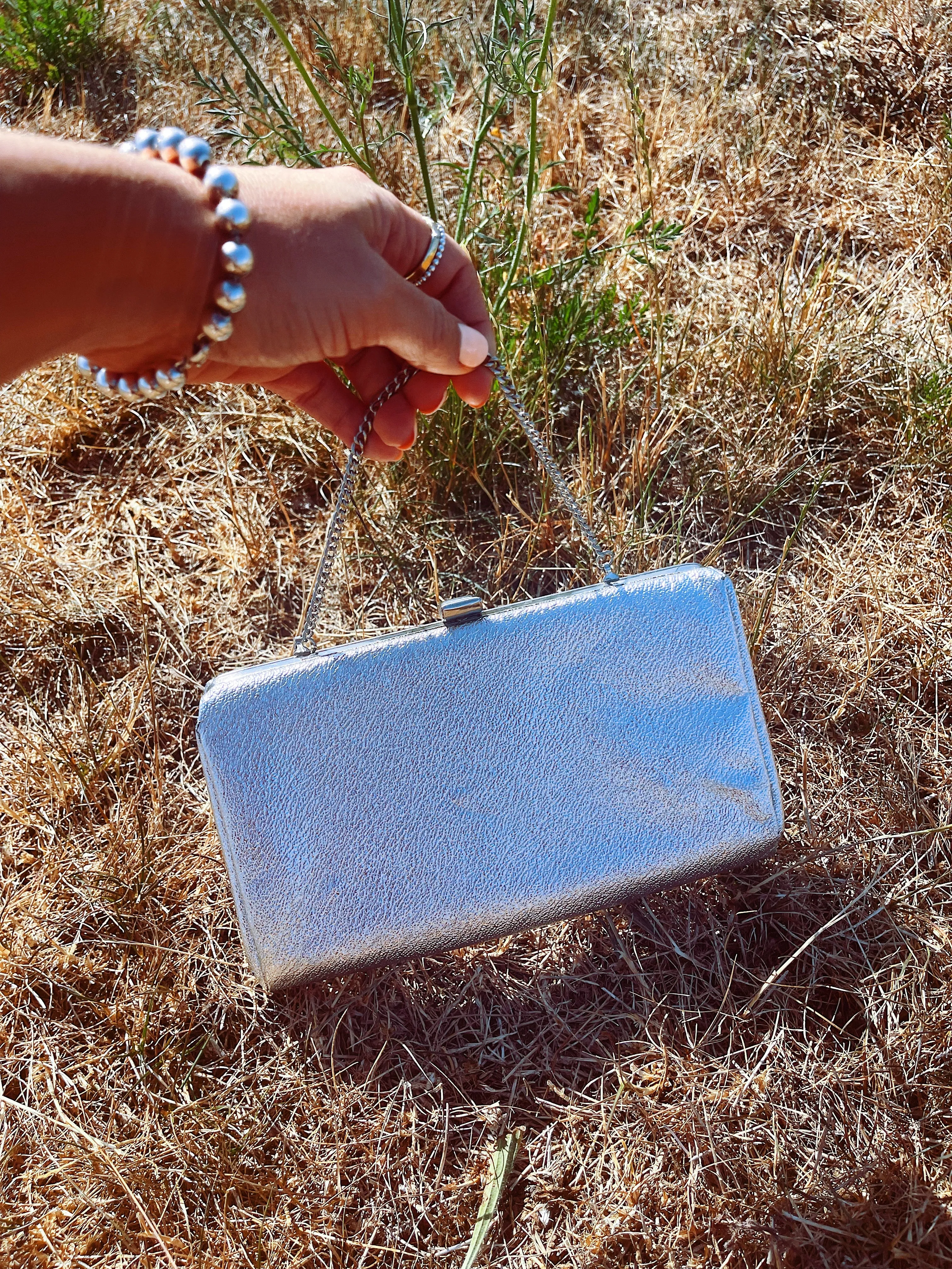 Metallic Silver Clutch