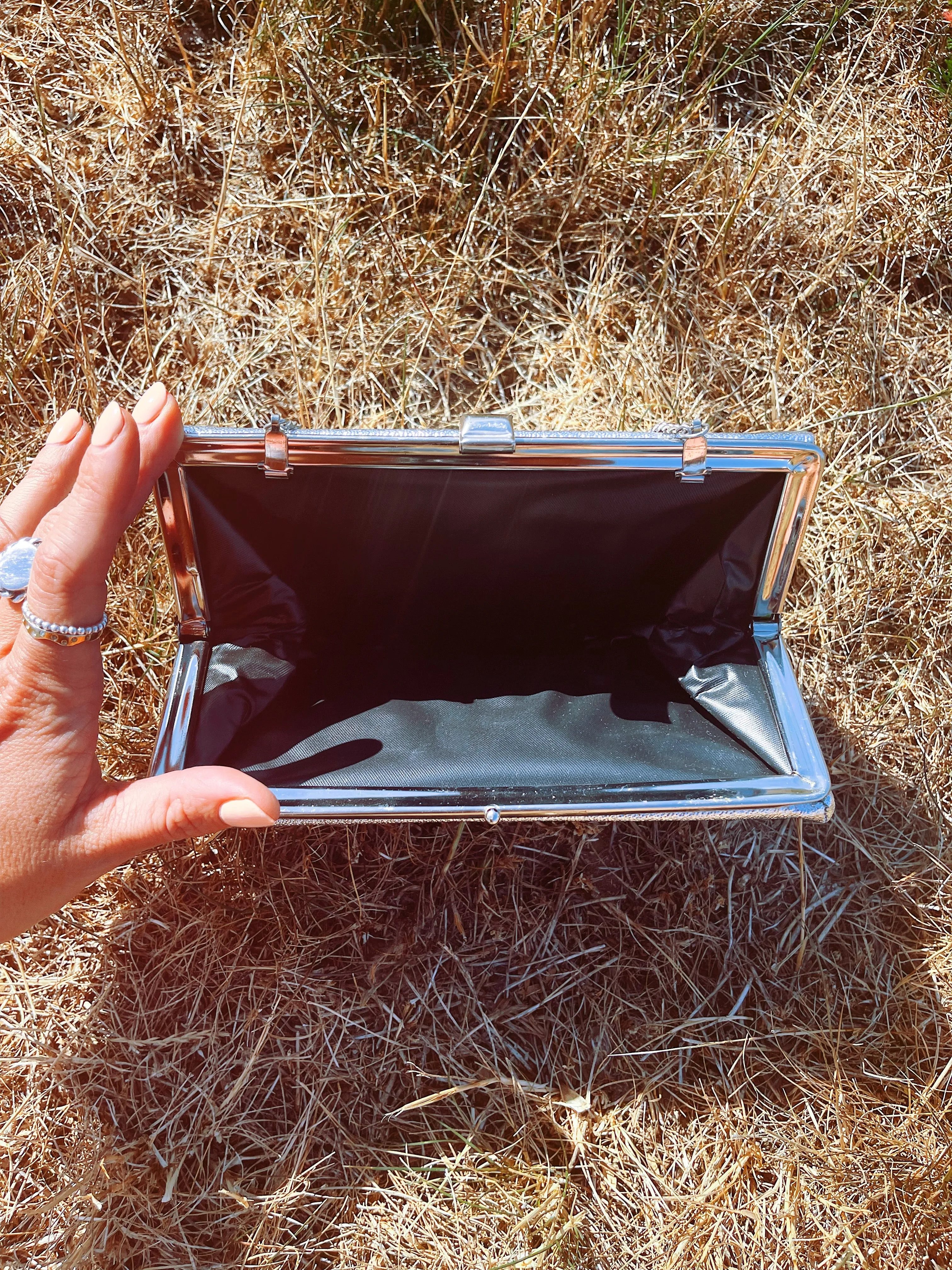 Metallic Silver Clutch