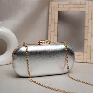 Metallic Silver Shimmery Party Clutch