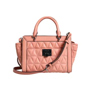 Michael Kors Peach Quilted Leather Logo Crossbody VIVIANNE Messenger Bag
