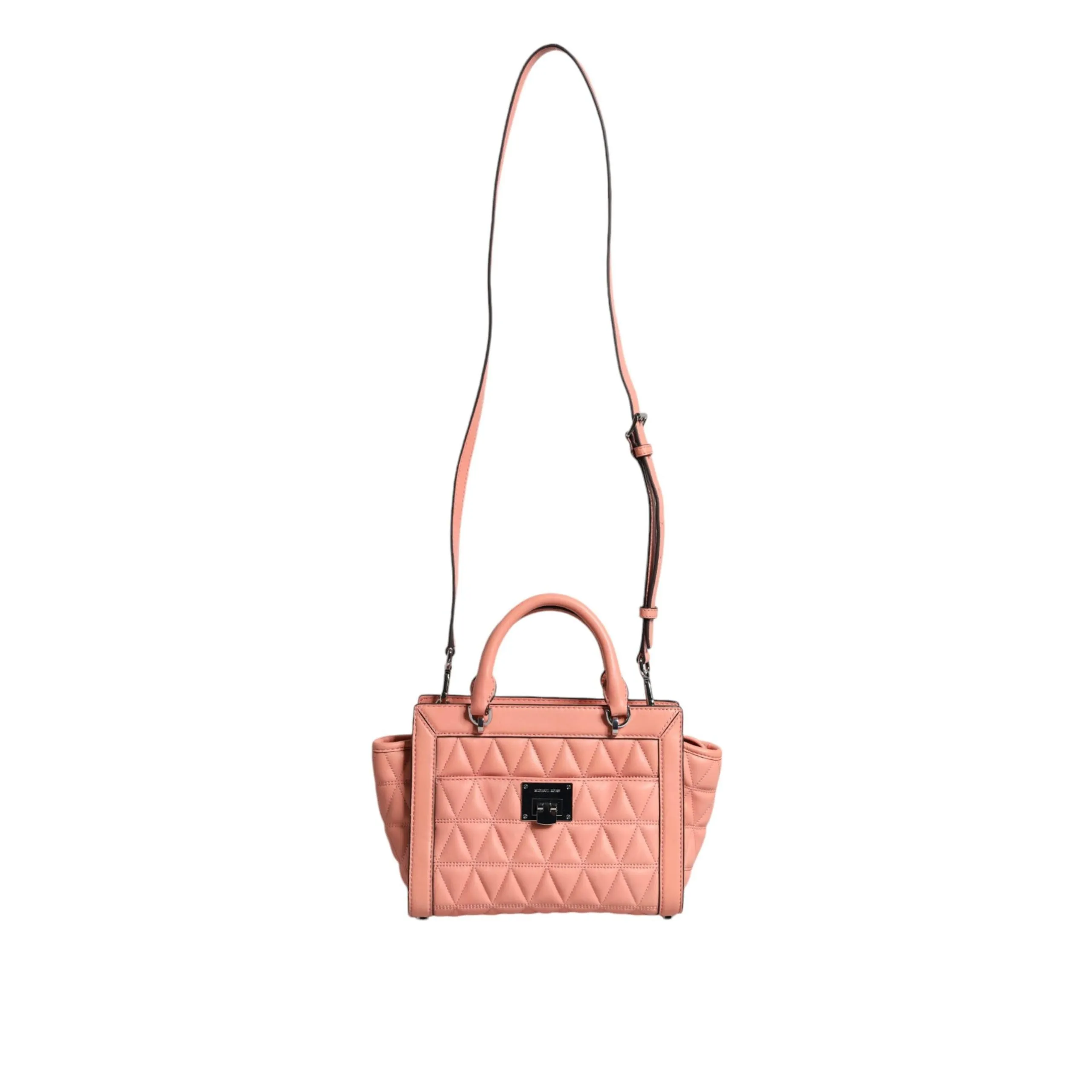Michael Kors Peach Quilted Leather Logo Crossbody VIVIANNE Messenger Bag