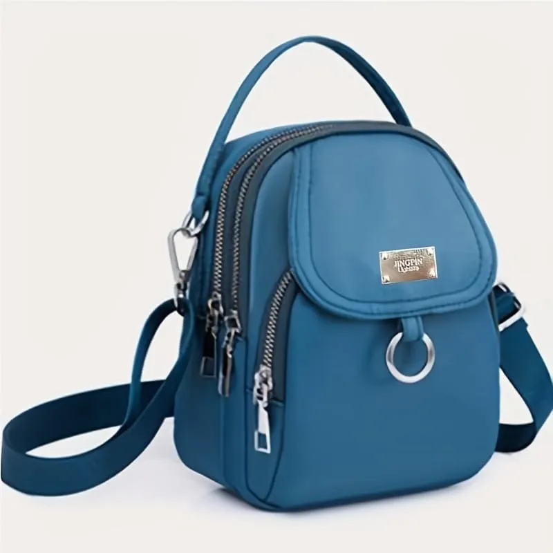Mini Layered Crossbody Bag - Stylish Nylon Cellphone Purse for Women - Lightweight, Durable & Trendy Handbag for Everyday