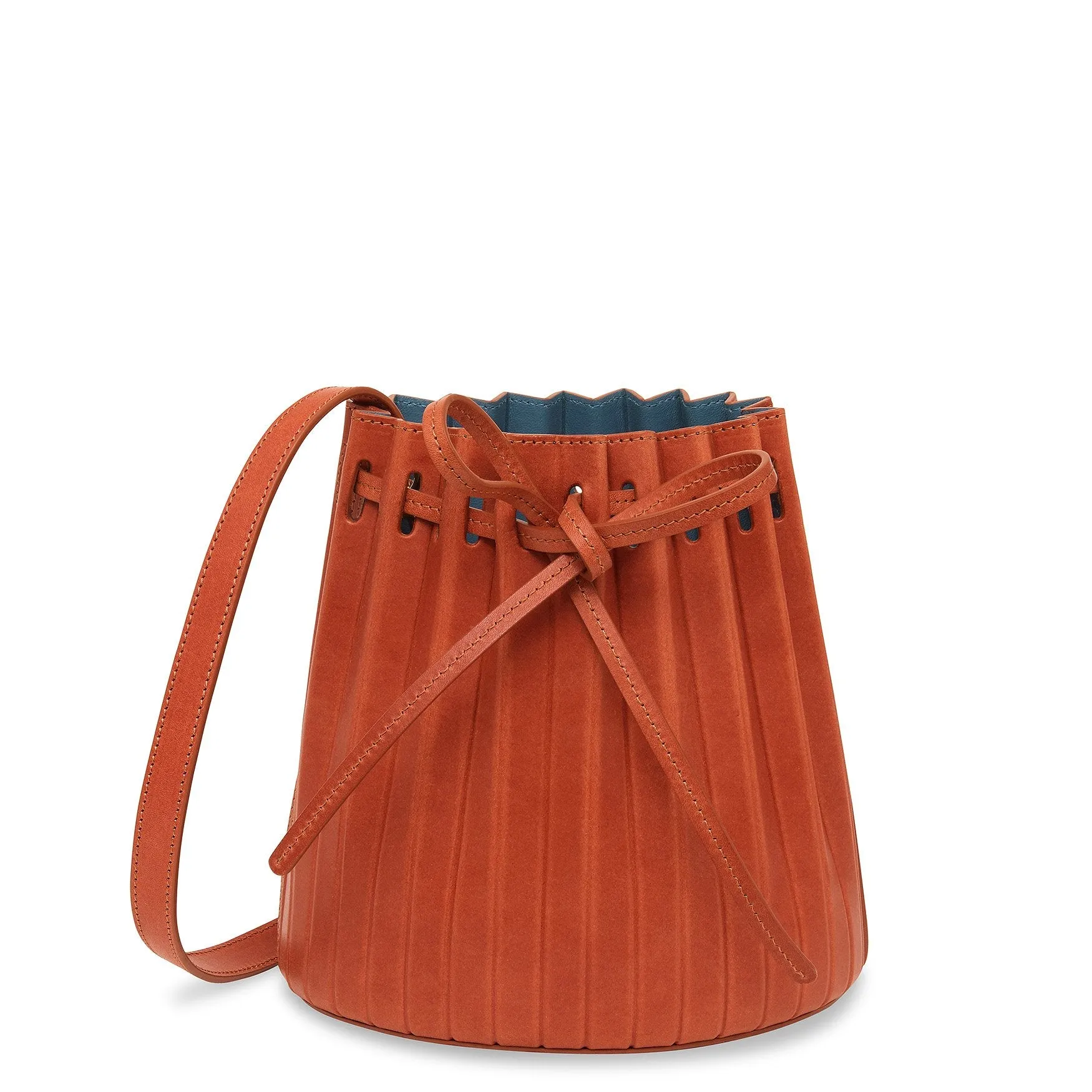 Mini Pleated Bucket Bag - Brandy