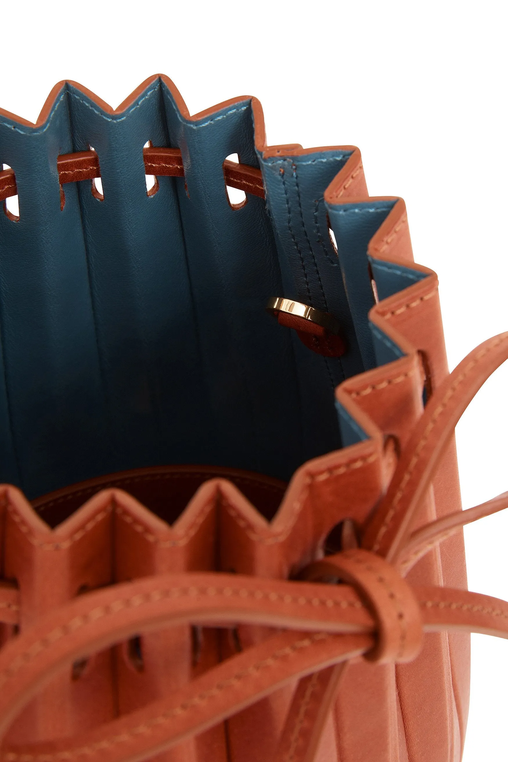 Mini Pleated Bucket Bag - Brandy