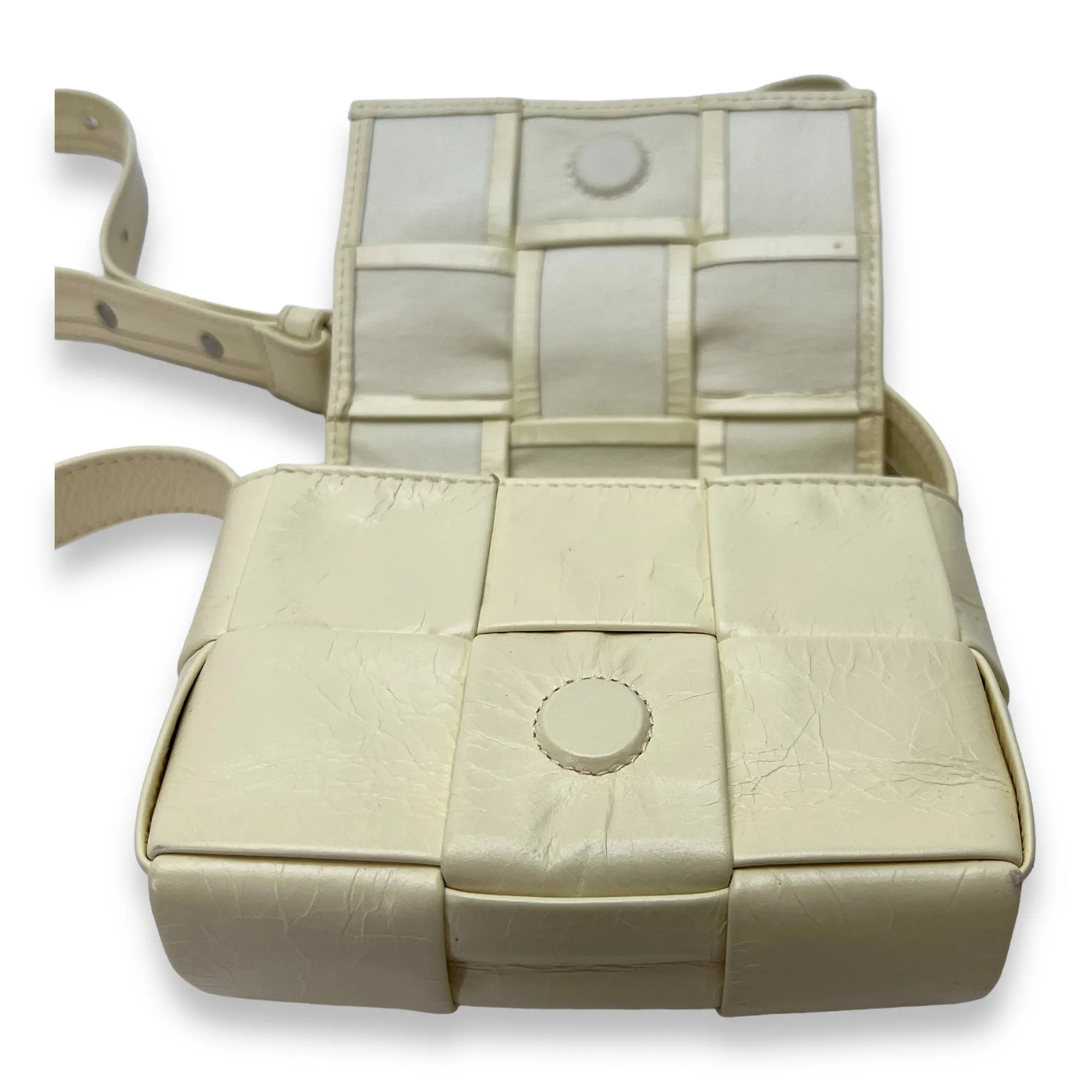 Mini Yellow Crossbody Bag in Calfskin, Silver hardware