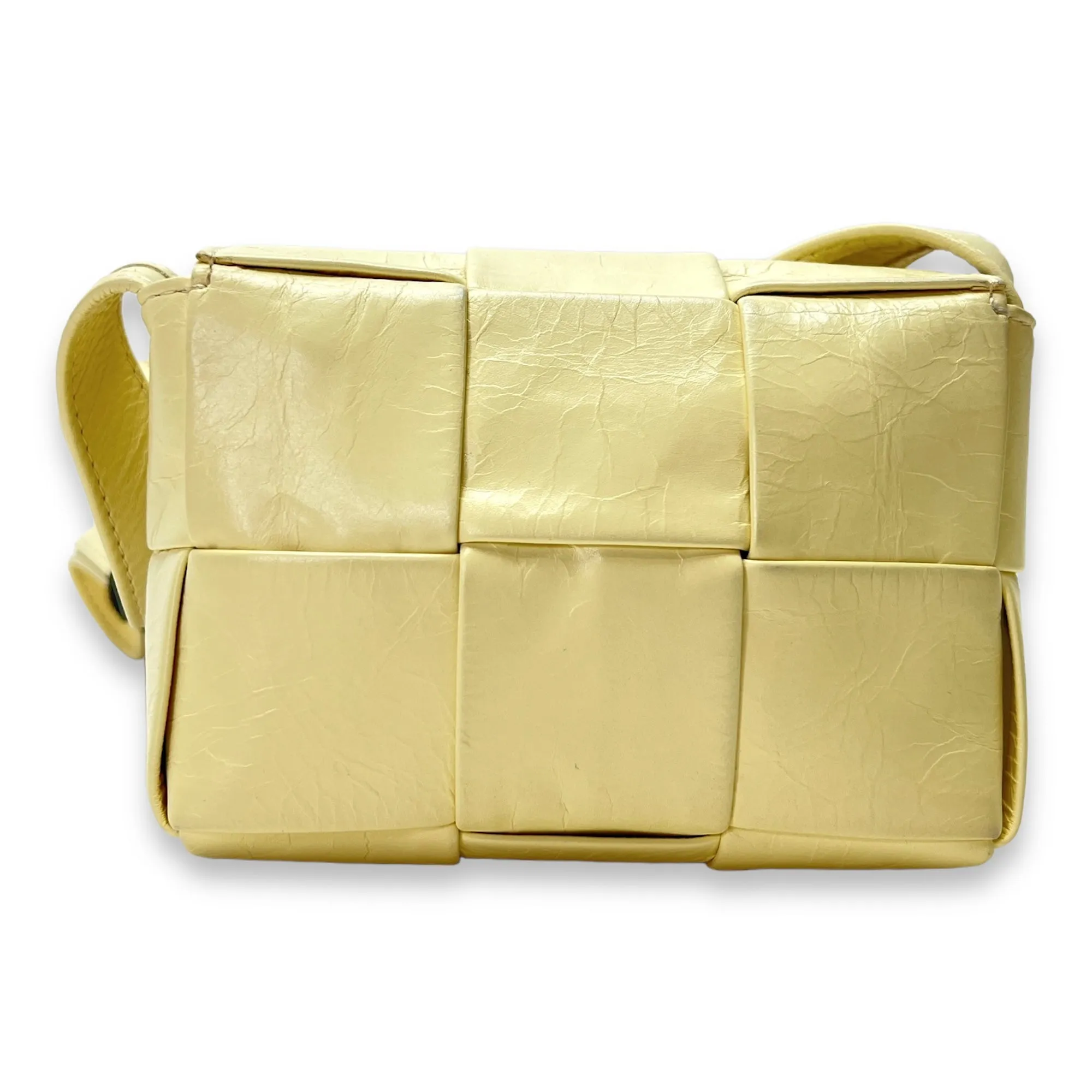 Mini Yellow Crossbody Bag in Calfskin, Silver hardware