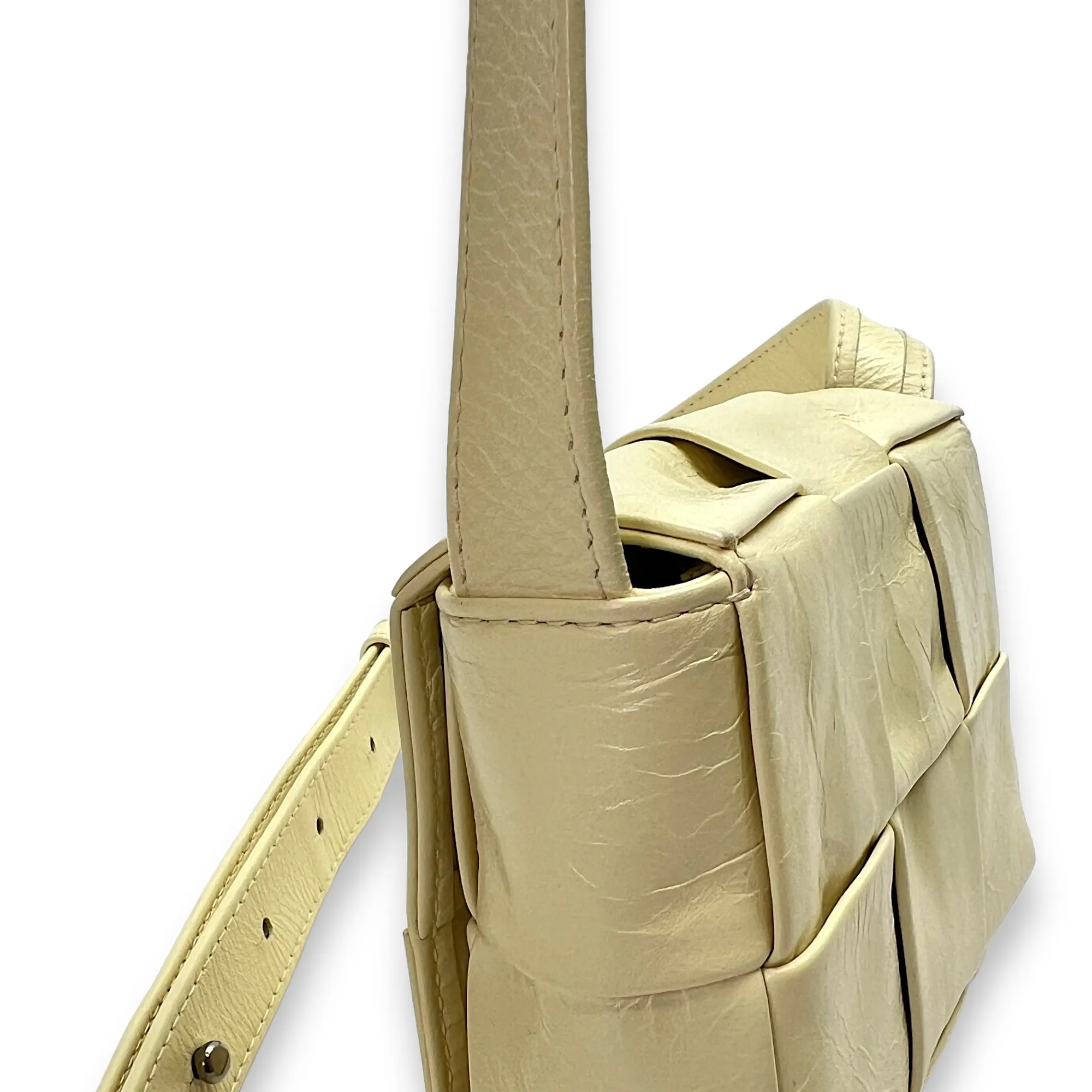 Mini Yellow Crossbody Bag in Calfskin, Silver hardware
