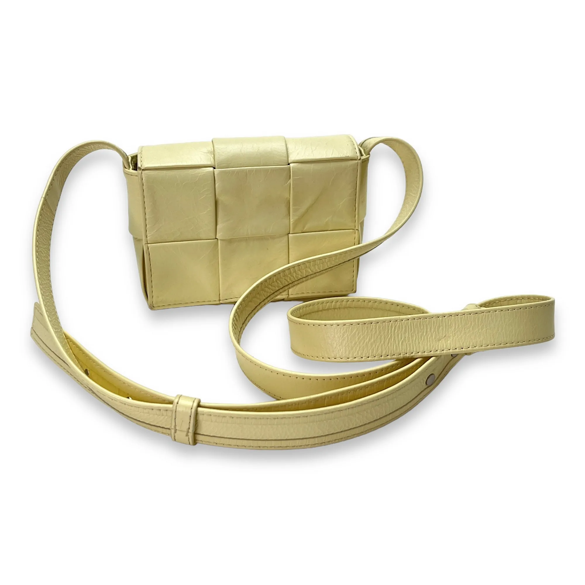 Mini Yellow Crossbody Bag in Calfskin, Silver hardware