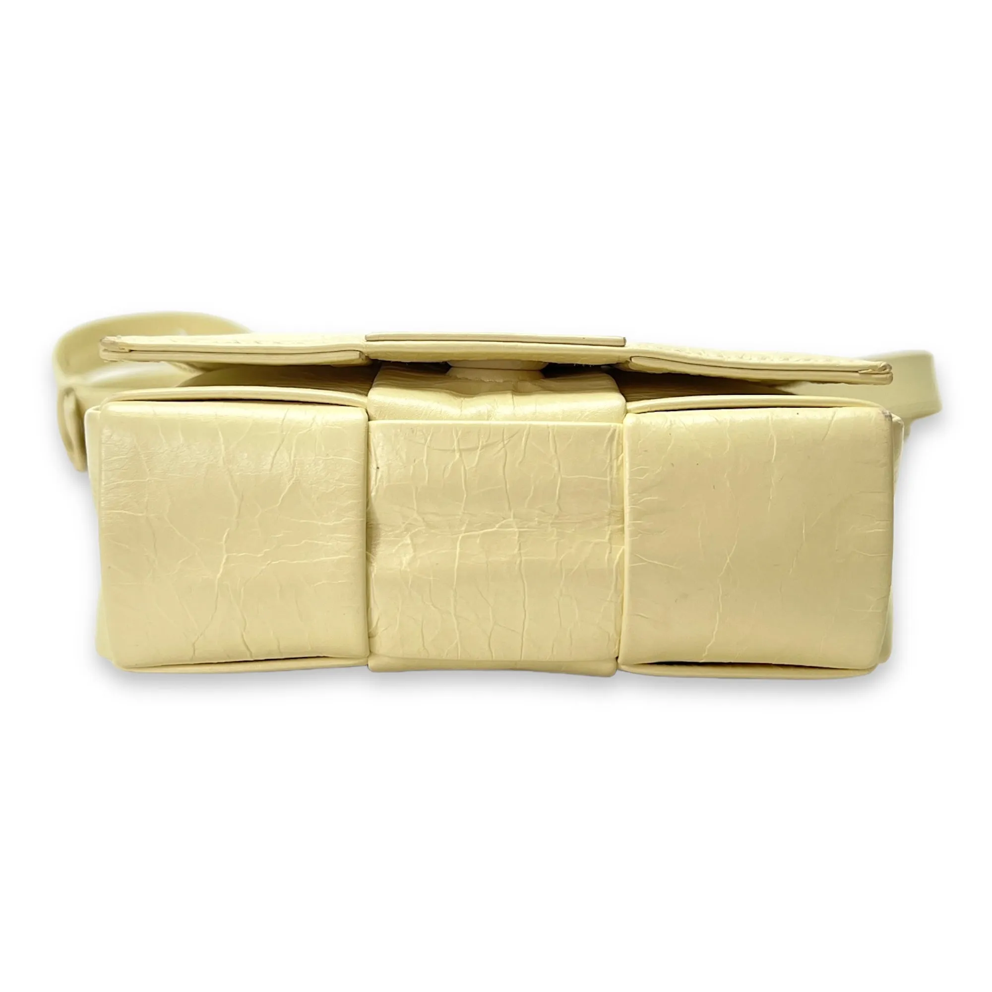 Mini Yellow Crossbody Bag in Calfskin, Silver hardware