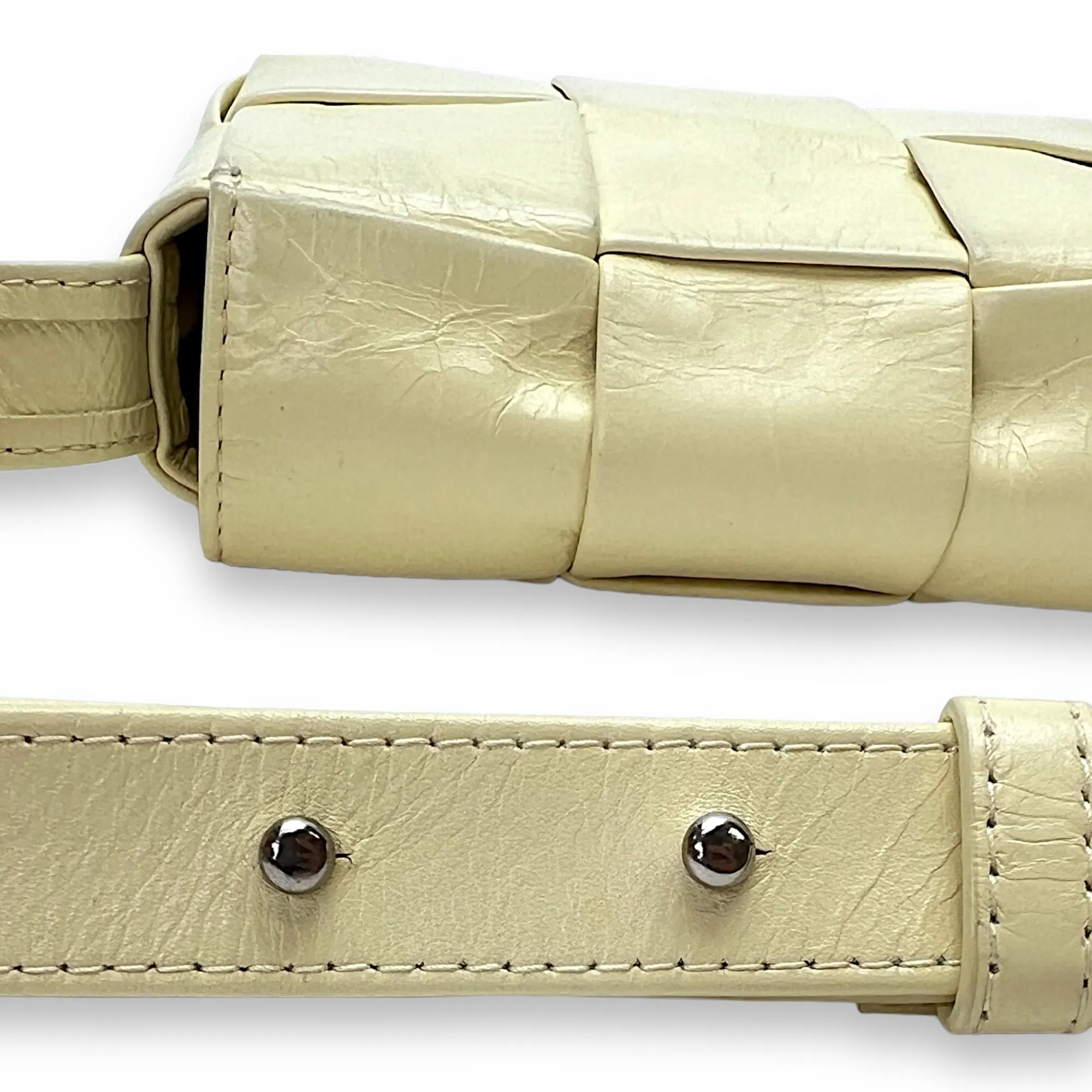 Mini Yellow Crossbody Bag in Calfskin, Silver hardware