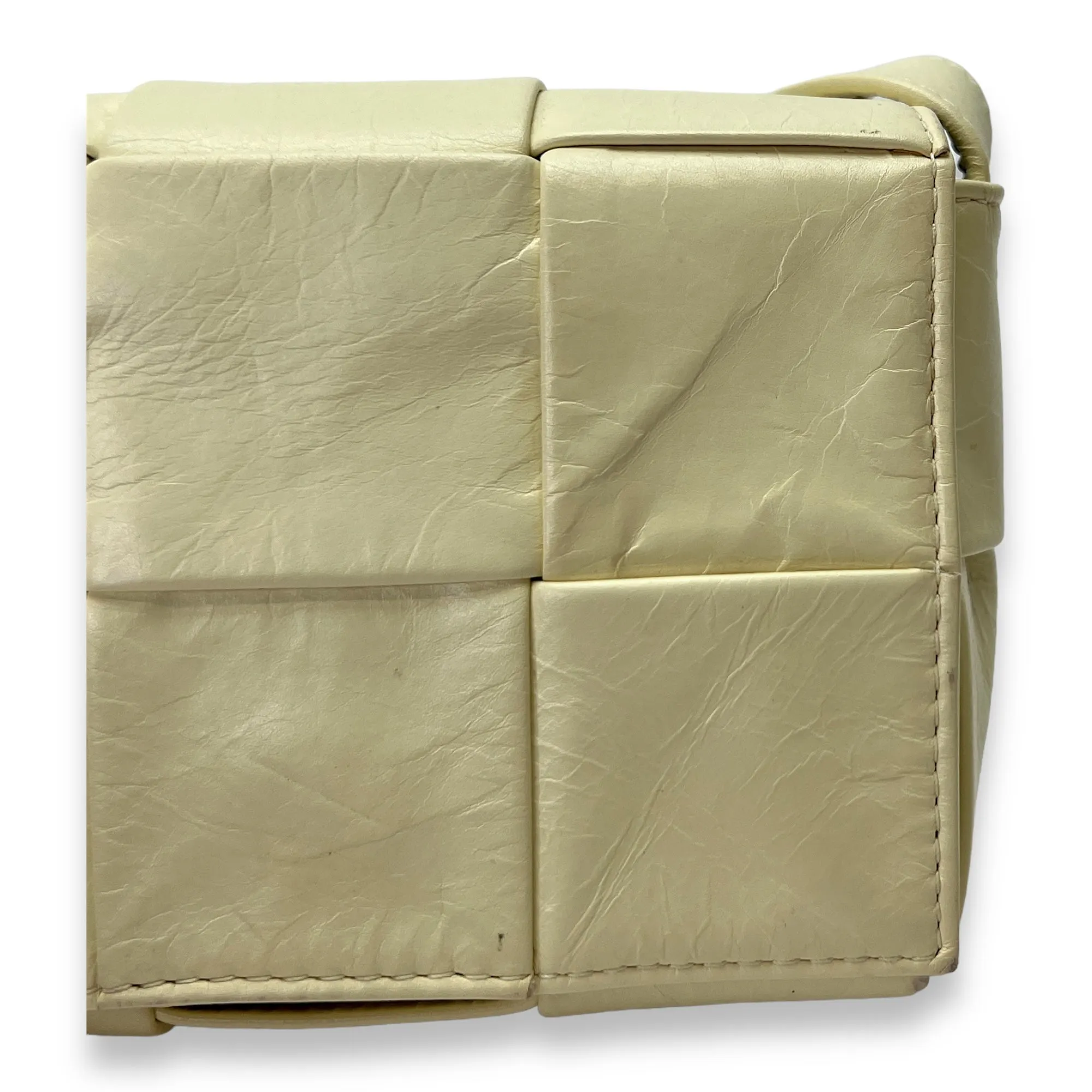 Mini Yellow Crossbody Bag in Calfskin, Silver hardware