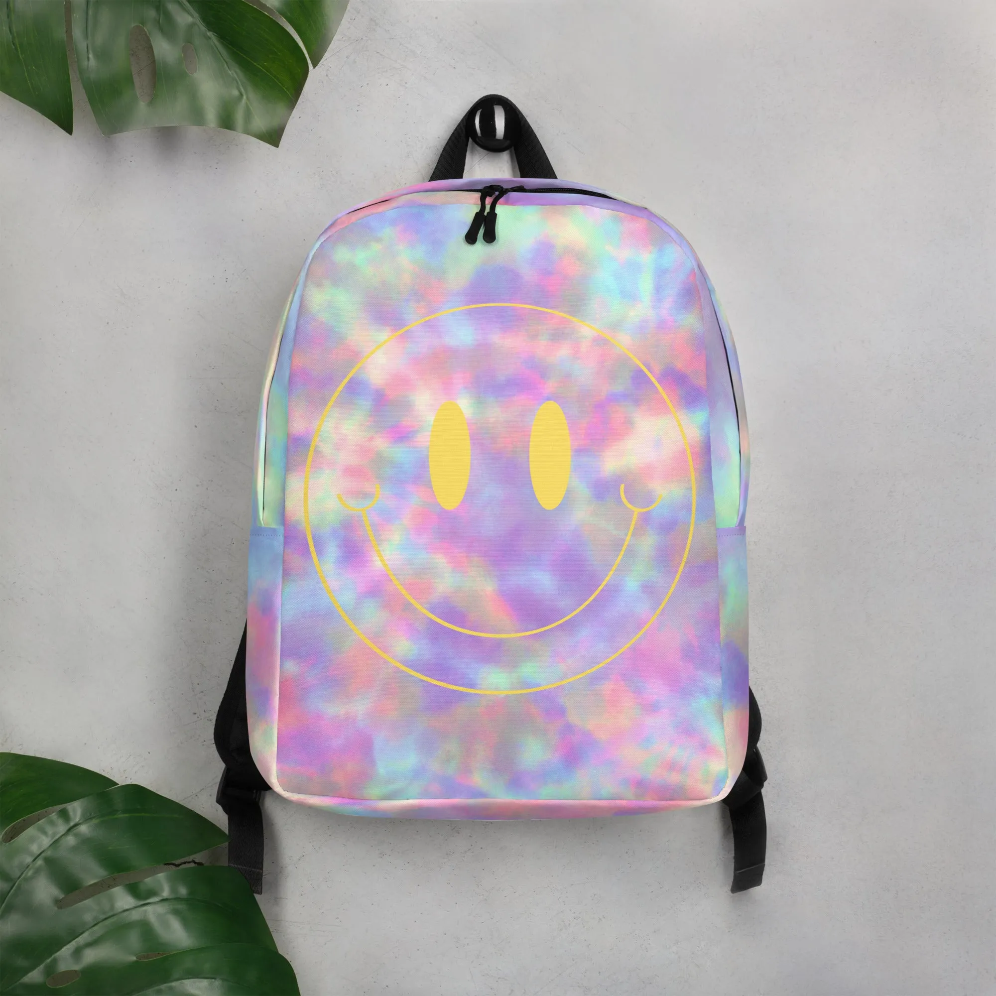 Minimalist Backpack Smiley Face Tie Dye