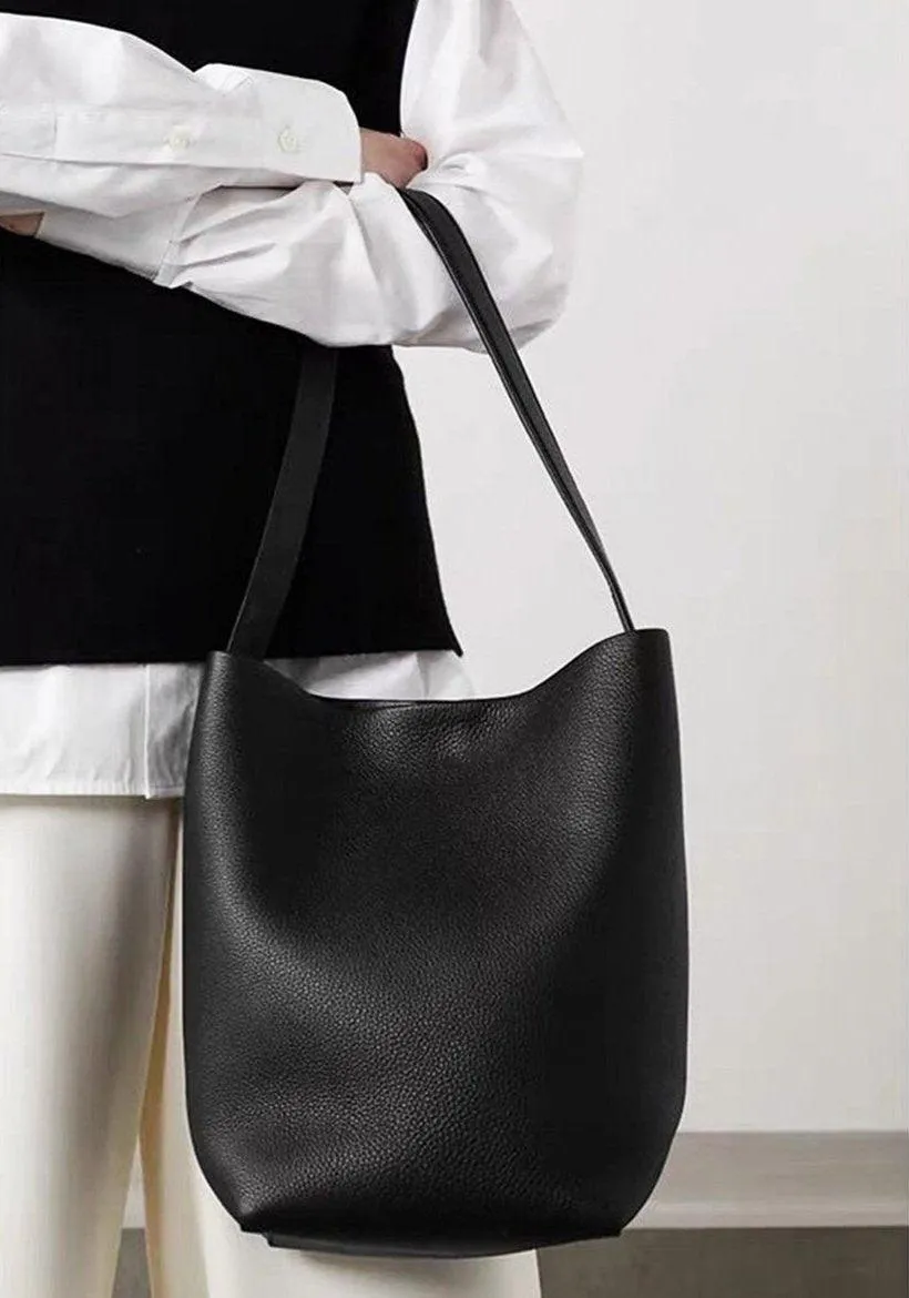 Minimalist Classic Leather Bucket Bag | Large Leather Tote Bag | Fashion Shoulder Bag, Tan Mummy Bag, Everyday Bag, Unisex Bag