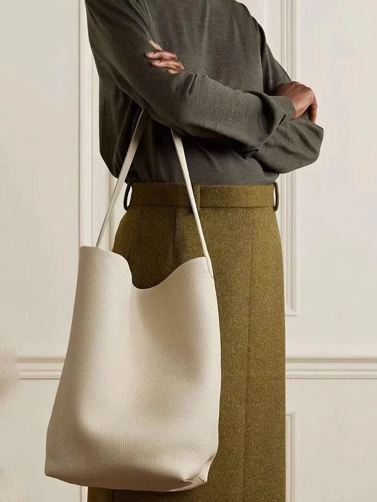 Minimalist Classic Leather Bucket Bag | Large Leather Tote Bag | Fashion Shoulder Bag, Tan Mummy Bag, Everyday Bag, Unisex Bag