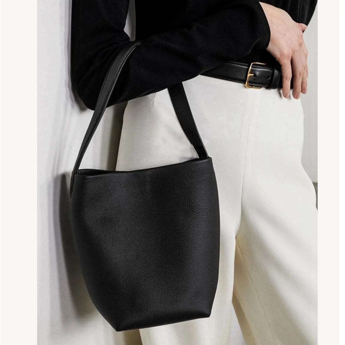 Minimalist Classic Leather Bucket Bag | Large Leather Tote Bag | Fashion Shoulder Bag, Tan Mummy Bag, Everyday Bag, Unisex Bag
