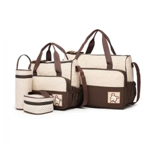Miss Lulu 5 Pcs Set Maternity Baby Changing Bag Polka Dot Series - Brown