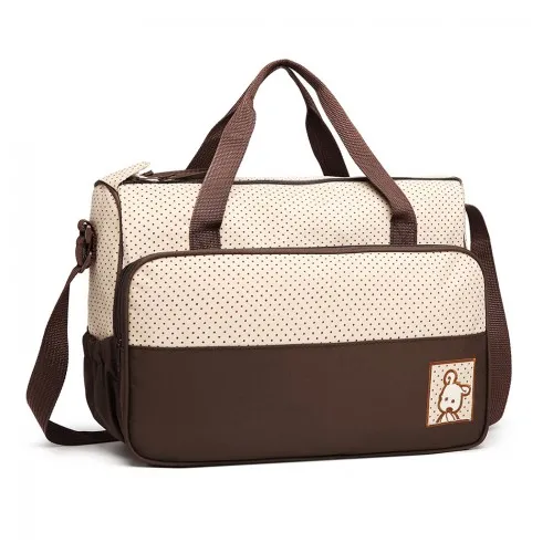 Miss Lulu 5 Pcs Set Maternity Baby Changing Bag Polka Dot Series - Brown