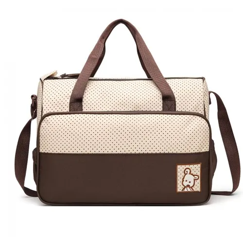 Miss Lulu 5 Pcs Set Maternity Baby Changing Bag Polka Dot Series - Brown