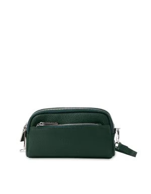Mocha Aubrey Leather Clutch- Emerald