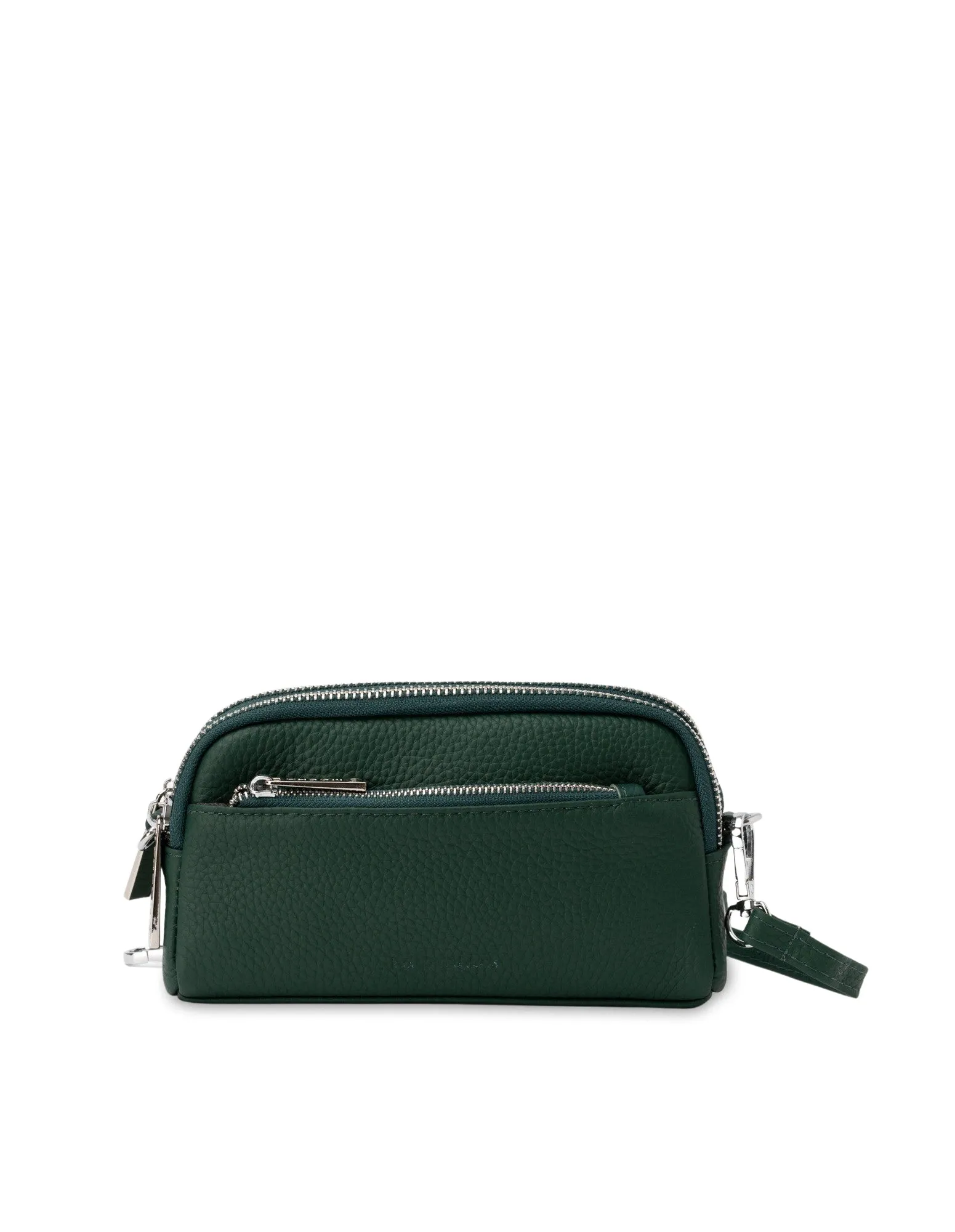 Mocha Aubrey Leather Clutch- Emerald