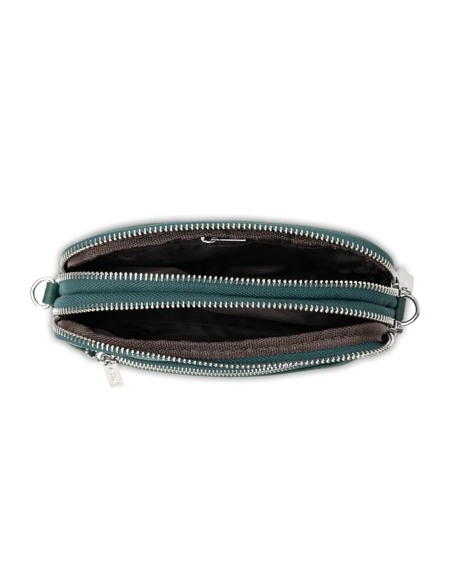 Mocha Aubrey Leather Clutch- Emerald