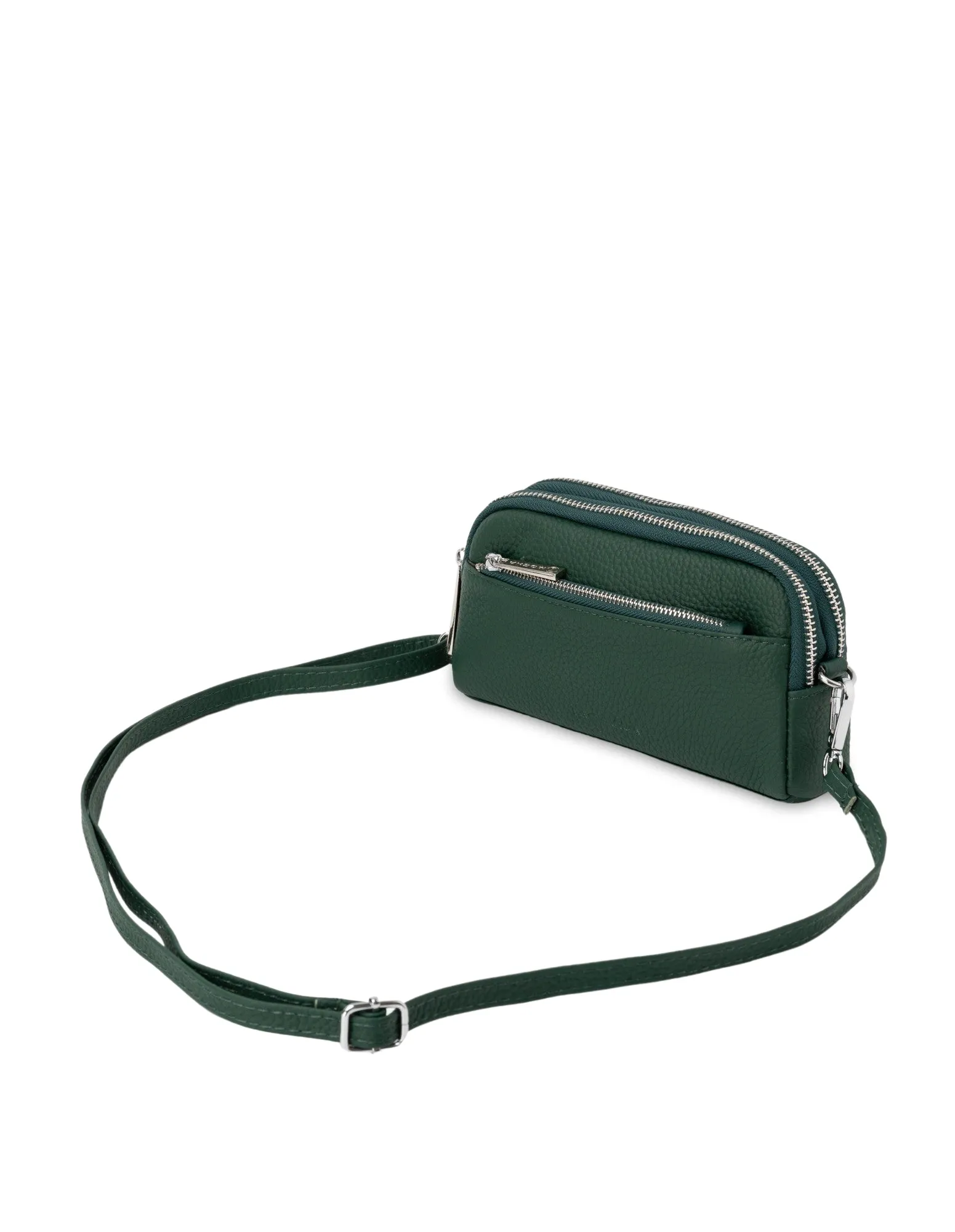 Mocha Aubrey Leather Clutch- Emerald