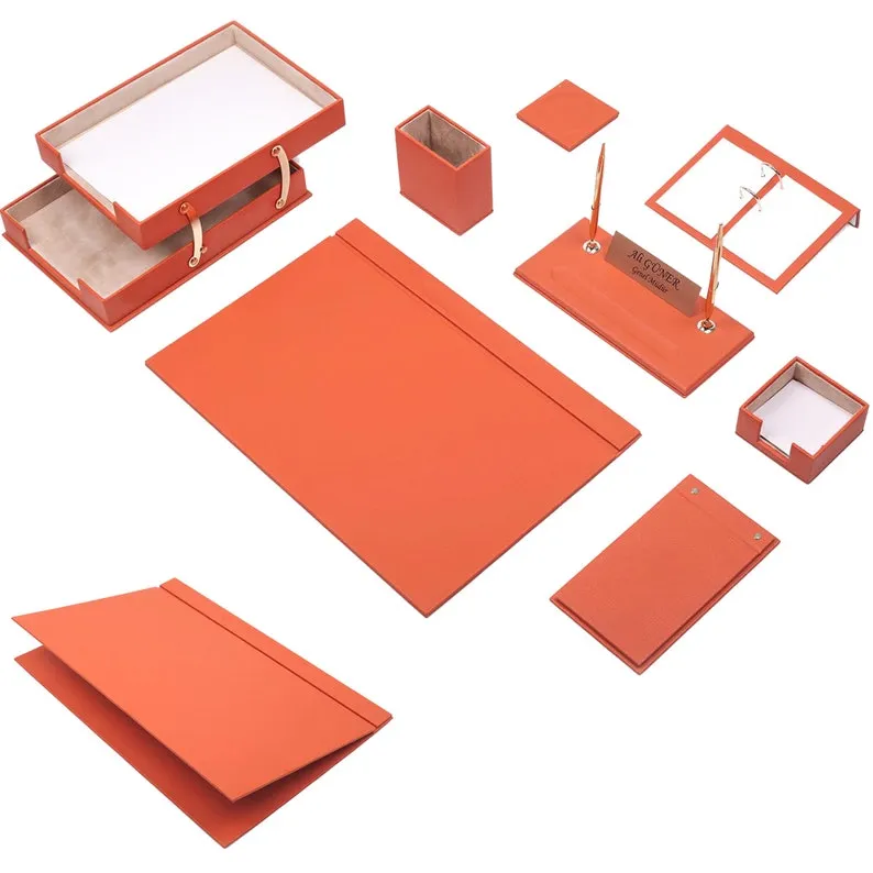 MOOG Leather Desk Set - Double Document Tray- White - 10 PCS