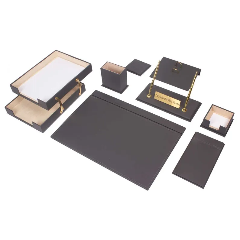 MOOG Leather Desk Set - Double Document Tray- White - 10 PCS