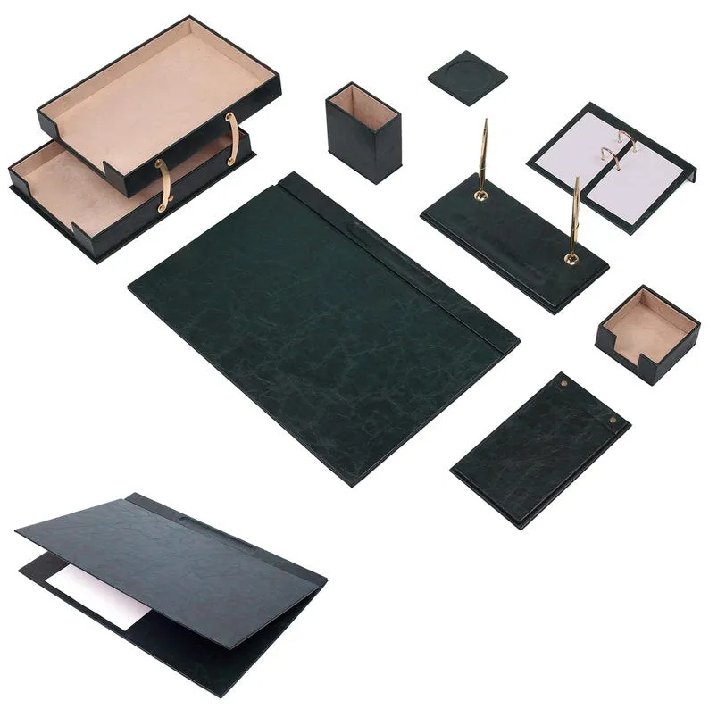 MOOG Leather Desk Set - Double Document Tray- White - 10 PCS