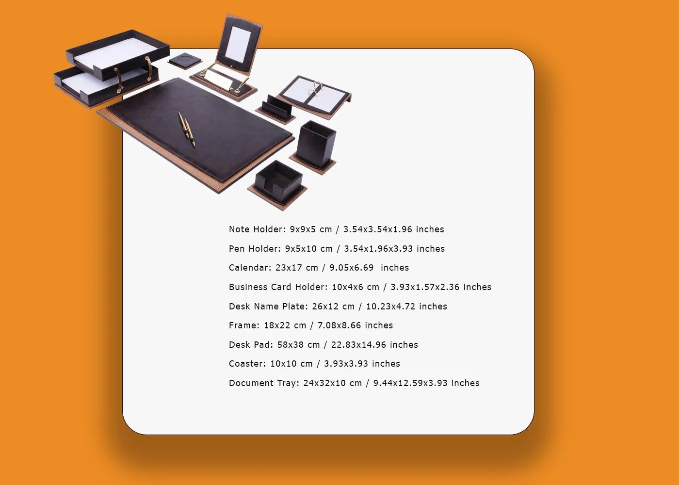 MOOG Luxury Desk Set - Single Document Tray- Brown - 13 PCS