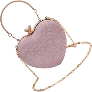 Morain Evening Bag for Women Heart Shape Handbag Stylish Shoulder Bag Evening Bag Clutch Bag Chain Strap Shoulder Strap