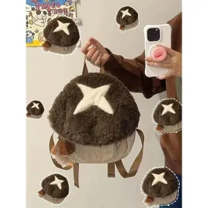 MQTIME  -  2024 New Cartoon Mushroom Backpack Autumn Winter Anime Plush Cute Doll Bag Christmas Gift Cute Anime Backpack
