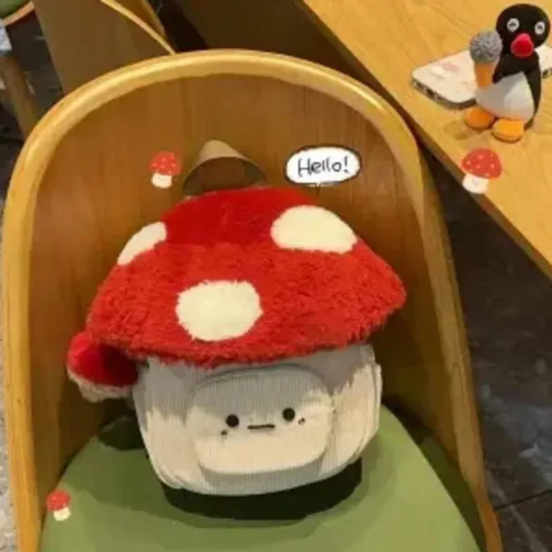 MQTIME  -  2024 New Cartoon Mushroom Backpack Autumn Winter Anime Plush Cute Doll Bag Christmas Gift Cute Anime Backpack