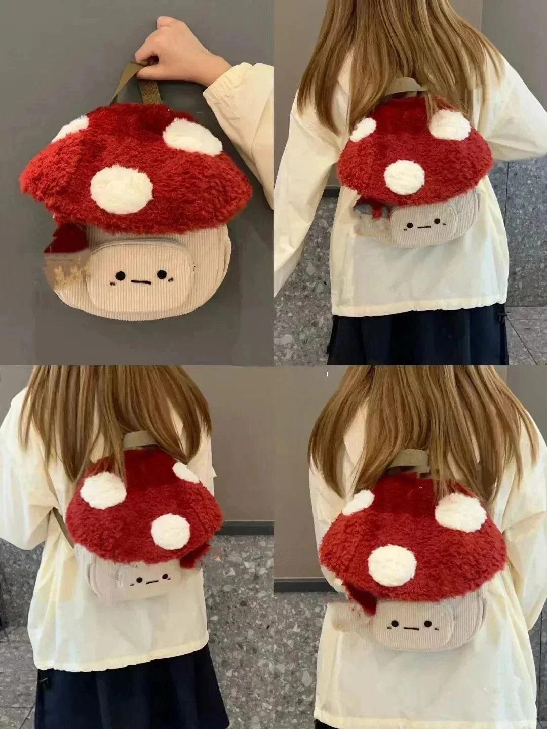 MQTIME  -  2024 New Cartoon Mushroom Backpack Autumn Winter Anime Plush Cute Doll Bag Christmas Gift Cute Anime Backpack