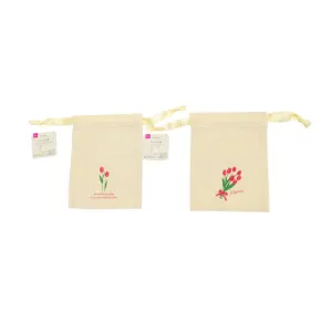 Multi Cloth Drawstring Bag - Spring Flower - Pink