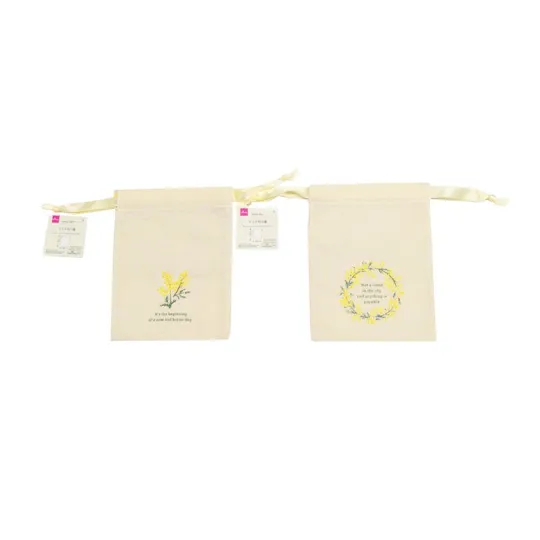 Multi Cloth Drawstring Bag - Spring Flower - Yellow