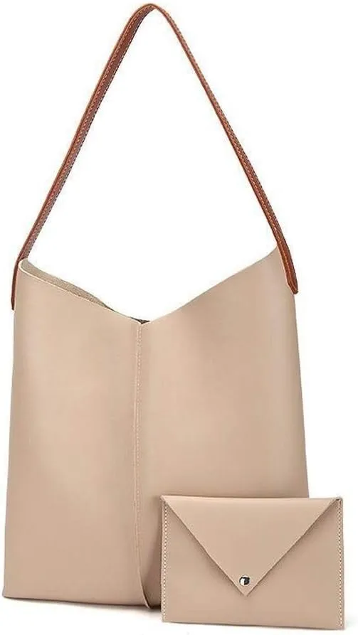 New Brand Handbag Women Large Bucket Shoulder Bag Women Faux Leather Tote Bag Fashion Top Handle Bag, beige